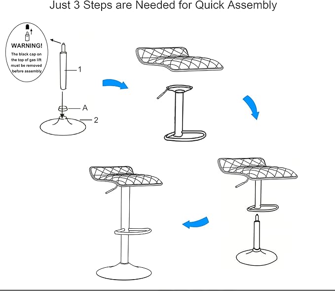 VECELO Adjustable Bar Stools Set of 2, Bar Height Stools for Kitchen Counter