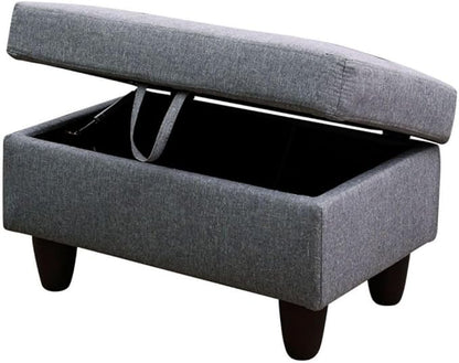 Ottoman Storage Ottoman Bench Linen Footrest Footstool with Hinged Lid for Living Room, Bedroom, Entryway, Black Grey-1, 28.5"X19"X17.5"