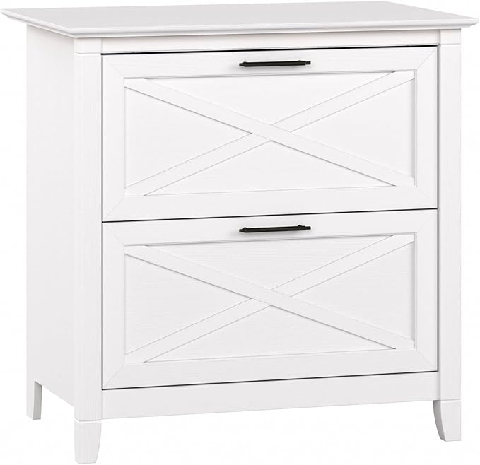 Bush Furniture Key West 2 Drawer Lateral File Cabinet in Pure White Oak, Document Storage for Home Office, Accent Chest with Drawers