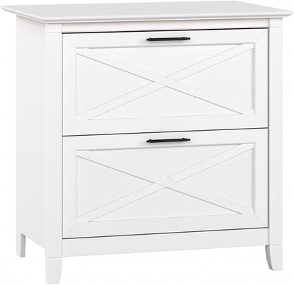 Bush Furniture Key West 2 Drawer Lateral File Cabinet in Pure White Oak, Document Storage for Home Office, Accent Chest with Drawers