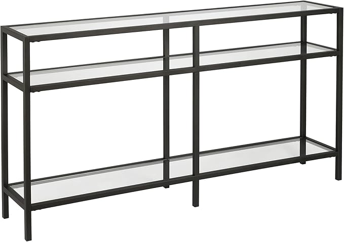 Henn&Hart 55" Wide Rectangular Console Table in Blackened Bronze, Entryway Table, Accent Table for Living Room, Hallway