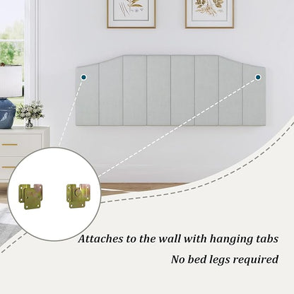 Frosted Velvet Queen Size Headboard, Upholstered Headboard Queen/Full Size Wall Mount and Bed Frame Mount, Featuring High-Density Sponge Padding Easy Assembly Comfort Style-Light Gray