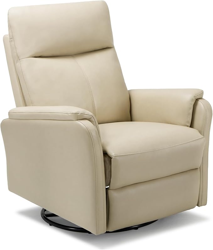 COLAMY Faux Leather Swivel Recliner Chair with Footrest, High Back with Double-Layer Cushion, Glider Recliner for Nursery & Living Room, Bedroom, Mist