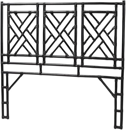 Pemberly Row Bohemian Black Natural Rattan King Size Standalone Headboard