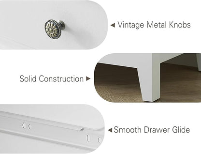 BLANKSPACE White Dresser for Bedroom, 4 Chest of Drawers Modern Wood Nightstand, Tall Clothes Organizer Cabinet for Guest Room, Living Room, Closets, Hallway, Bedroom