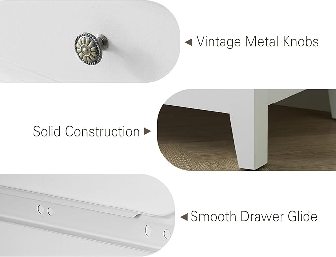 Farmhouse White 3-Drawer Dresser for Bedroom - 31.5" Wide 3 Chest of Drawers Storage Organizer Cabinet as Nightstand or Bedside Dresser