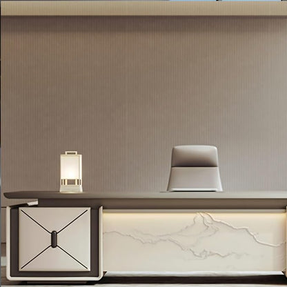 86IN L-Shaped Executive Desk with Drawer Cabinet, Executive Office Desk with LED Strip & Exquisite Handle & Fashionable Pattern Design