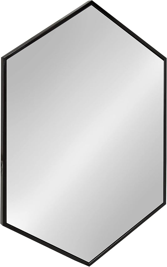 Kate and Laurel McNeer Large Hexagon Metal Wall Mirror, 31x22, Black