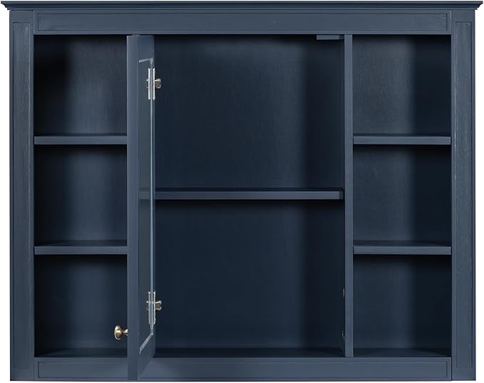 Bathroom Wall Cabinet with Mirror, 35'' x 27.5'' Medicine Cabinet with Mirror Door and Adjustable Shelves, Over Toilet Storage Cabinet, Wall-Mounted Bathroom Mirrors for Over Sink with Storage