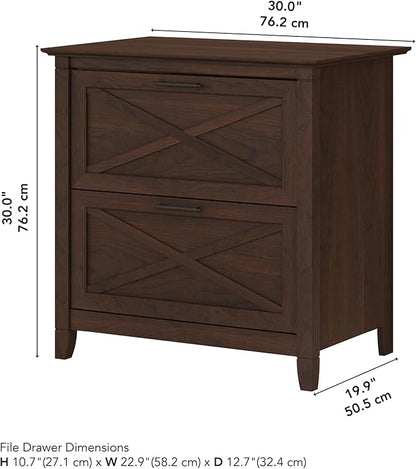 Bush Furniture Key West 2 Drawer Lateral File Cabinet in Bing Cherry, Document Storage for Home Office, Accent Chest with Drawers