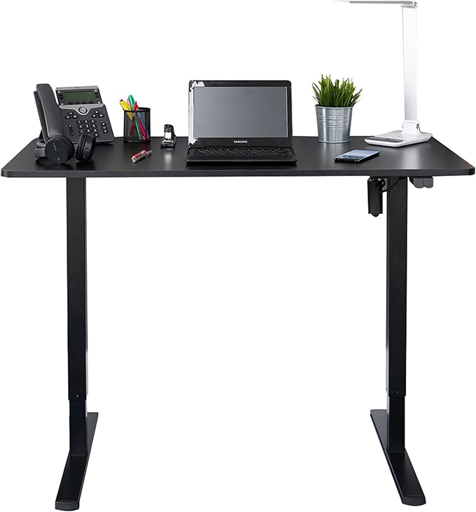 Stand Up Desk Store Electric Compact Standing Desk (Black Frame/Matte Black Top, 48” Wide)