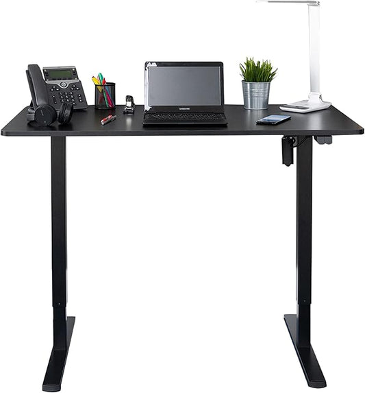 Stand Up Desk Store Electric Compact Standing Desk (Black Frame/Matte Black Top, 48” Wide)