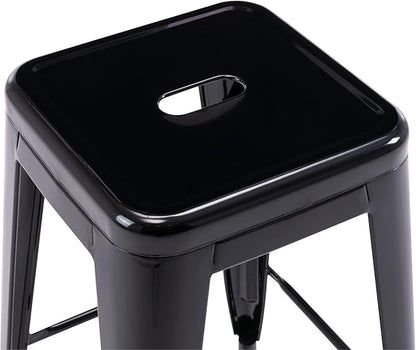 Vogue Furniture Direct 24" Bar Stools Black Backless Metal Barstools Indoor-Outdoor Counter Height Stools with Square Seat, Set of 2 - VF1571001