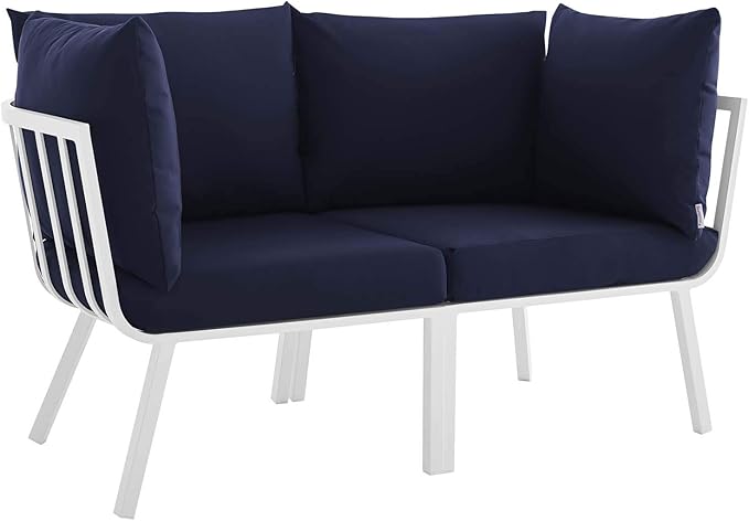 Modway Riverside Outdoor Furniture, 2-Piece Set, White Navy