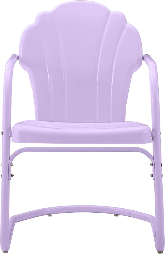 Crosley Furniture Tulip 2-Piece Outdoor Chair Set, Vintage Retro Metal Patio Chairs for Dining, Porch, Deck, Lavender Gloss