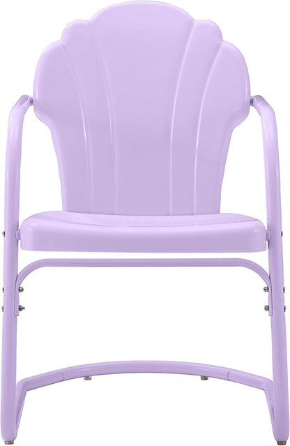 Crosley Furniture Tulip 2-Piece Outdoor Chair Set, Vintage Retro Metal Patio Chairs for Dining, Porch, Deck, Lavender Gloss