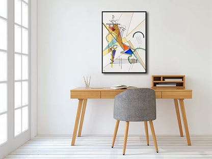 Wieco Art Framed Canvas Wall Art Gewebe 1923 by Wassily Kandinsky Abstract Classic Famous Paintings Reproductions Canvas Wall Art for Home Decoration Office decorationsand