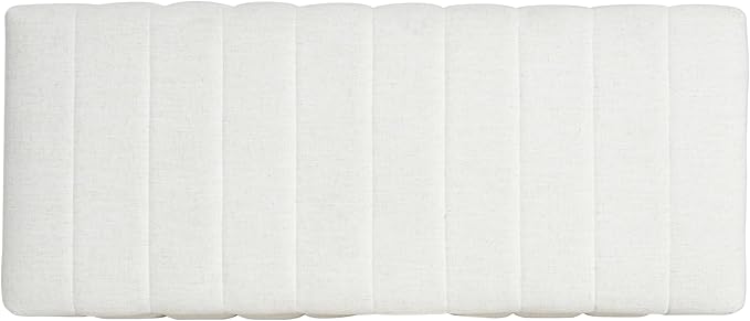 Christopher Knight Home Kira Living Room Ottoman with Storage, Linen Upholstered Storage Ottoman Bench with Channel-Tufted Design, Wood Frame Sofa Foot Stool, Bedroom End of Bed Bench, Beige