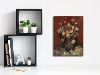 Wieco Art Vase with Chinese Asters and Gladioli by Van Gogh Famous Oil Paintings Reproduction Modern Abstract HD Canvas Prints Wall Art Flowers Artwork Pictures for Bedroom Kitchen Home Decorations