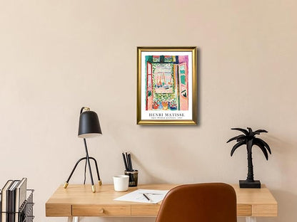 Wieco Art Framed Wall Art Open Window Collioure 1905 by Henri Mattise Abstract Colorful Art Matisse Posters Canvas Prints for Wall and Home Office Decorations Bronze Gold Frame