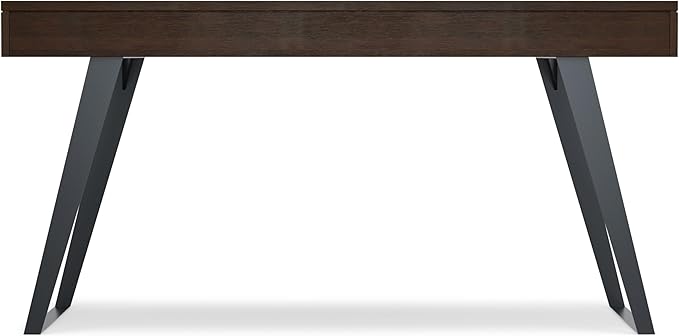 SIMPLIHOME Lowry Desk - 54-Inch Wide Solid Acacia Wood and Metal Writing Desk in Distressed Hickory Brown, Modern Industrial Home Office Computer Table with 2 Drawers and Flip-Down Keyboard Tray