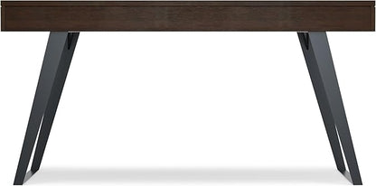 SIMPLIHOME Lowry Desk - 54-Inch Wide Solid Acacia Wood and Metal Writing Desk in Distressed Hickory Brown, Modern Industrial Home Office Computer Table with 2 Drawers and Flip-Down Keyboard Tray
