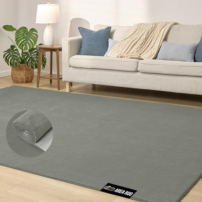GORILLA GRIP Slip Resistant Soft Washable Stain Resistant Area Rug, 6x9, Plush Thick Carpet for Nursery, Bedroom, Living Room, Non-Shedding Floor Rugs, Kid and Pet Friendly, Baby Home Decor, Gray