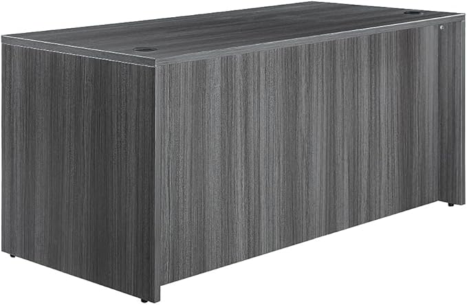 NBF at Work Double Pedestal Executive Office Desk - Durable Laminate Computer Desk with Two Drawers - Office Desk with Storage and File Cabinet - Ash Finish Work Desk for Home (72" W)