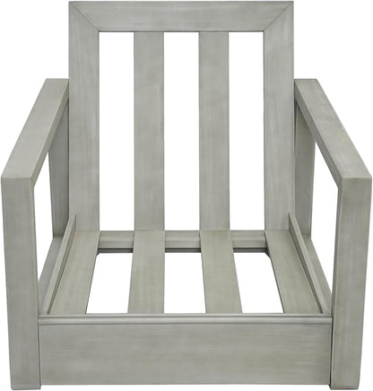 Christopher Knight Home Olaf 4 Pieces Outdoor Conversation Set, Acacia Wood Chat Set, Rectangular Coffee Table and Patio Loveseat with 2 Club Chairs, Patio Furniture Set with Cushion, Beige+Light Grey