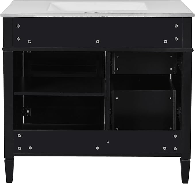 36" Bathroom Vanity with Matching Medicine Cabinet, Modern Sink Storage Cabinet with Drawers, Soft Closing Doors and Shelf, Bathroom Vanities with Sink & Mirror