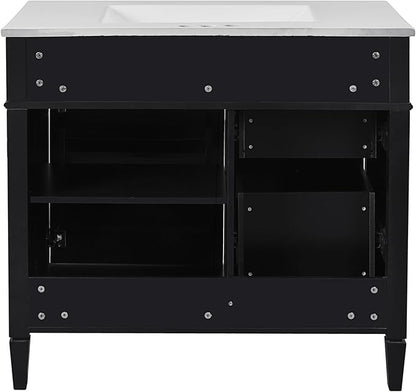 36" Bathroom Vanity with Matching Medicine Cabinet, Modern Sink Storage Cabinet with Drawers, Soft Closing Doors and Shelf, Bathroom Vanities with Sink & Mirror