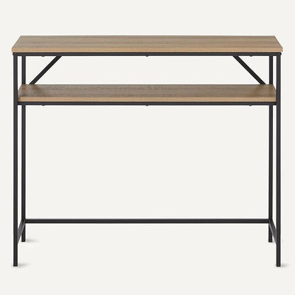 Amazon Basics Rectangular Console Table with Storage Shelf, Steel Frame, 11.8" D x 39.4" W x 31.5" H(in), Oak Finish