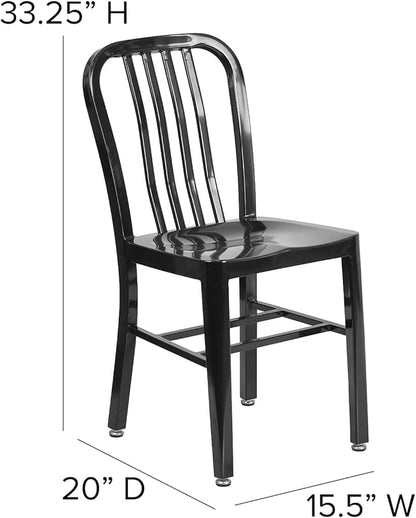 Flash Furniture Commercial Grade Black Metal Indoor-Outdoor Chair