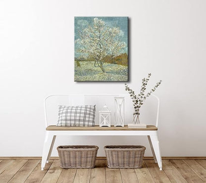 Wieco Art The Pink Peach Tree by Van Gogh Famous Oil Paintings Reproduction Large Modern Stretched and Framed Landscapes Artwork Classic Pictures Giclee Canvas Prints Wall Art for Home Decor