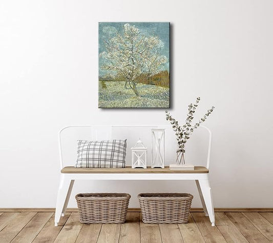 Wieco Art The Pink Peach Tree by Van Gogh Famous Oil Paintings Reproduction Large Modern Stretched and Framed Landscapes Artwork Classic Pictures Giclee Canvas Prints Wall Art for Home Decor