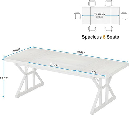 Tribesigns 70.8-Inch Executive Desk, Large Computer Office Desk Workstation, Modern Simple Style Laptop Desk Study Writing Table Business Furniture for Home Office (White, 70.8 Inch)