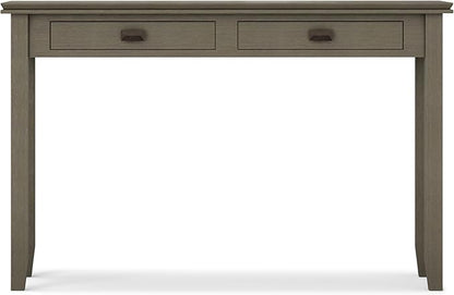 SIMPLIHOME Artisan Console Table - 46 Inch Wide Solid Wood Sofa Table in Farmhouse Grey, Transitional Storage Table for Entryway or Living Room with 2 Drawers and Clean Angle-Edged Top