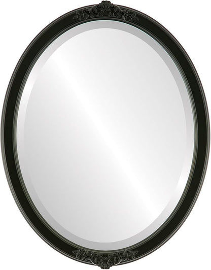 OVALCREST Oval Beveled Wall Mirror for Home Decor - Athena Style - Matte Black - 26" x 22" Outside Dimensions