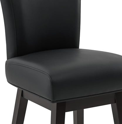CHITA 30 Inch Counter Height Swivel Bar Stools Set of 2, FSC Certified Modern Upholstered Faux Leather Swivel Barstool Chairs with Back, Black