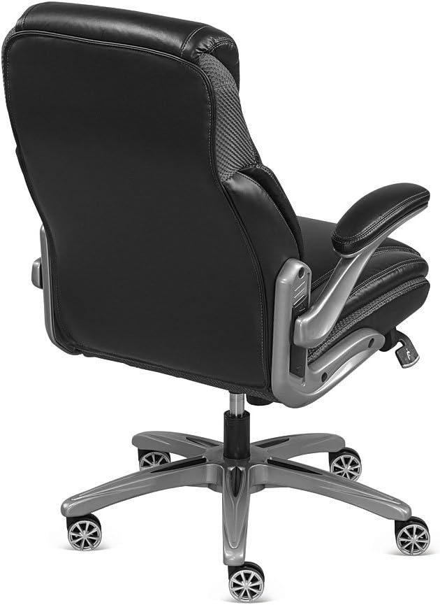 nbf signature series Avanti Ergonomic Executive Office Chair with Flip up Arms and Lumbar Support - Ideal for Home, Study - Modern Chairs with Iridescent Silver Finish, 30.5" D x 26.5" W, Black, Gray