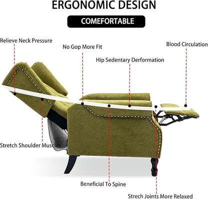 Wingback Recliner Chair, Modern Accent Arm Chair for Living Room/Bedroom/Office/Home Theater, Dark Green