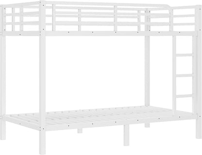 Bellemave Twin XL Over Twin XL Bunk Bed for Adults, Heavy Duty Bunk Beds Frame with Build in Ladder and Full Length Guardrail, Easy Assemble Bunkbeds, Noise Reduced, Mattress Not Included, White
