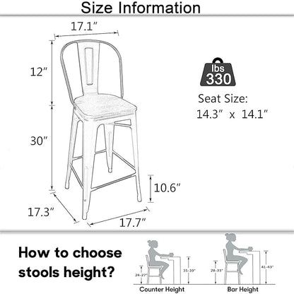 Aklaus Swivel Metal Bar Stools Set of 4 Counter Height Stools Counter Bar Stools with Back Swivel Metal Bar Chairs Wooded Seat 30 Inch White Cream barstools