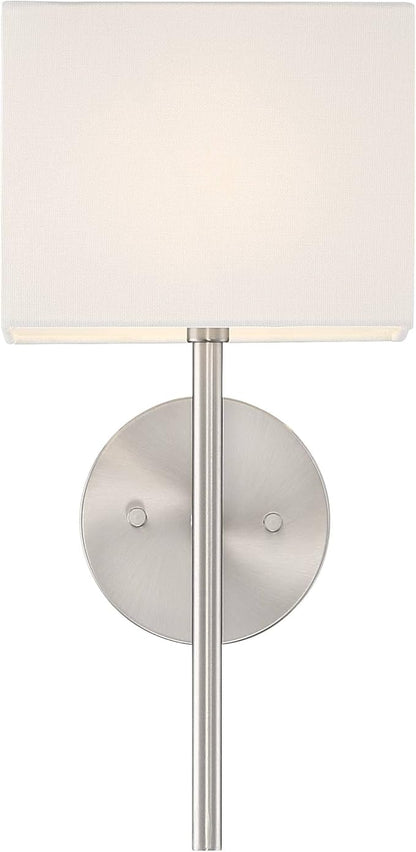 Possini Euro Design Favreau Modern Wall Sconce Lighting Brushed Nickel Silver Hardwired 16 1/4" High Fixture Rectangular Linen Shade Bedroom Bedside Living Room Home Hallway Dining Kitchen