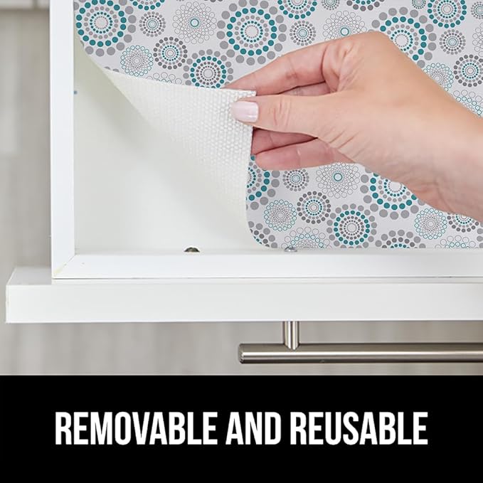 GORILLA GRIP DripGuard Shelf Liner, Non Adhesive Drawer and Kitchen Cabinet Protector, 20x240 Inch, Slip Resistant BPA Free Smooth Surface Plastic Liners for Cabinets, Bathrooms, Closets, Spiral