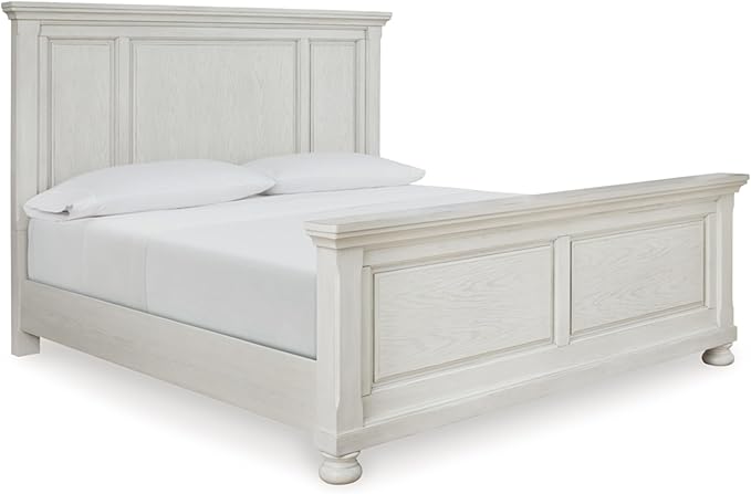 Signature Design by Ashley Robbinsdale Casual Queen Panel Bed, Foundation or Box Spring Required, Wood, 67.75" W x 91.38" D x 60" H, Antiqued White Finish