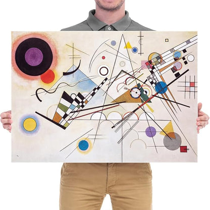 Wieco Art Framed Canvas Wall Art Wassily Kandinsky Composition VIII Picture Print of Famous Paintings Abstract Canvas Prints for Living Room Home Decor and Wall Decorations