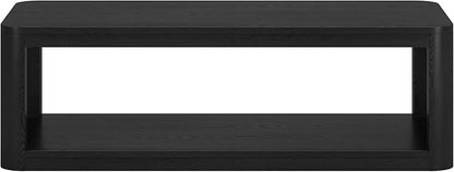 Henn&Hart 47" Rectangular Low-Profile Coffee Table with Open Storage Shelf for Living Room, Family Room, or Office, Black Grain