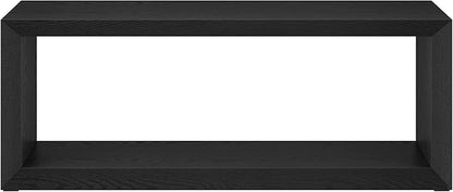 Henn&Hart 48" Rectangular Wood Coffee Table with Open Storage Shelf for Living Room, Family Room, or Office, Black Grain