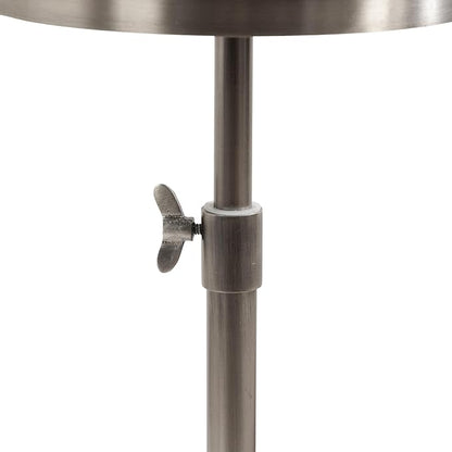 Kate and Laurel Engles Traditional Adjustable-Height Pedestal Drink Table; 10 x 10 x 30; Antique Silver; Vintage Round Indoor Metal Plant Stand with Embossed Sunburst Pattern